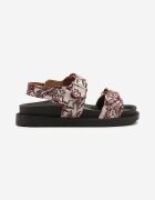 weide Sandale Roșii Denim cu scai decorate cu broderii Solmio