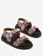weide Sandale Roșii Denim cu scai decorate cu broderii Solmio