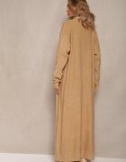 wool fashion Cardigan Bej cu croială lungă neîncheiat cu model împletit Ottimia