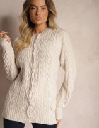 wool fashion Cardigan Bej deschis cu nasturi cu împletitură decorativă Alorinda