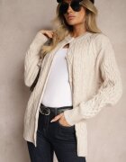 wool fashion Cardigan Bej deschis cu nasturi cu împletitură decorativă Alorinda