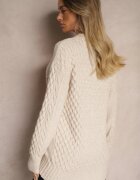 wool fashion Cardigan Bej deschis cu nasturi cu împletitură decorativă Alorinda