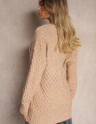 wool fashion Cardigan Bej închis cu nasturi cu împletitură decorativă Alorinda