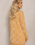wool fashion Cardigan Bej închis Simplu cu pete Fără închidere Raniwasa