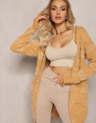 wool fashion Cardigan Bej închis Simplu cu pete Fără închidere Raniwasa