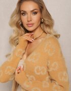 wool fashion Cardigan Bej închis Simplu cu pete Fără închidere Raniwasa