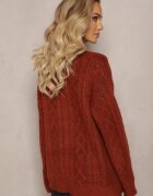 wool fashion Cardigan Bordo Cu nasturi cu Decolteu în V și Model împletit Juessa