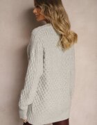 wool fashion Cardigan Gri cu Nasturi cu Împletitură Decorativă Alorinda