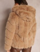 wool fashion Geacă Bej închis cu blană și glugă Haiattas