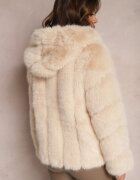 wool fashion Jachetă Bej cu blană și glugă Haiattas