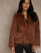 wool fashion Jachetă Maro Din blană cu croială dreaptă cu închidere cu agrafe Sialithiel