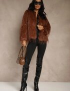wool fashion Jachetă Maro Din blană cu croială dreaptă cu închidere cu agrafe Sialithiel