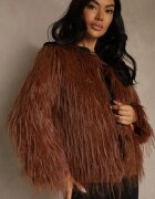 wool fashion Jachetă Maro Din blană cu croială dreaptă cu închidere cu agrafe Sialithiel