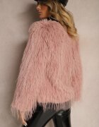 wool fashion Jachetă roz de blană cu croială dreaptă cu închidere cu agrafe Sialithiel
