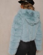 wool fashion Jachetă scurtă de blană Mentă cu cusături matlasate Kemeriana
