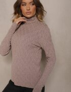 wool fashion Maletă Bej închis din Viscoză cu Model în relief împletită cu Fir Metalic Neldora