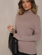 wool fashion Maletă Bej închis din Viscoză cu Model în relief împletită cu Fir Metalic Neldora