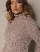 wool fashion Maletă Bej închis din Viscoză cu Model în relief împletită cu Fir Metalic Neldora