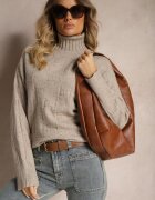 wool fashion Maletă Gri-Bej cu Croială Clasică Savelle