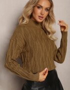 wool fashion Maletă Verde închis cu croială clasică cu împletitură modernă și manșete Franka