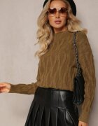 wool fashion Maletă Verde închis cu croială clasică cu împletitură modernă și manșete Franka
