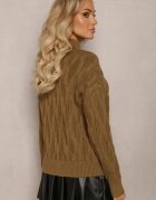 wool fashion Maletă Verde închis cu croială clasică cu împletitură modernă și manșete Franka