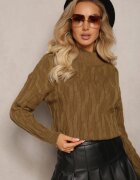 wool fashion Maletă Verde închis cu croială clasică cu împletitură modernă și manșete Franka