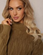 wool fashion Maletă Verde închis cu croială clasică cu împletitură modernă și manșete Franka