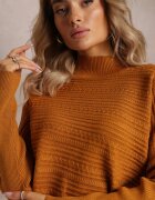 wool fashion Pulover Asimetric Maro deschis cu Lână Decorat cu Imprimeu în relief Aurorrsa