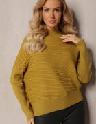 wool fashion Pulover Asimetric Verde deschis cu Lână Decorat cu Relief Aurorrsa
