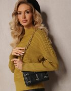 wool fashion Pulover Asimetric Verde deschis cu Lână Decorat cu Relief Aurorrsa