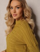 wool fashion Pulover Asimetric Verde deschis cu Lână Decorat cu Relief Aurorrsa