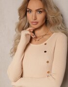 wool fashion Pulover bej deschis cu Viscoză Decorat cu Aplicații Metalice Malittia