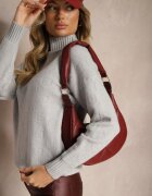 wool fashion Pulover cu guler rulat Gri deschis cu Imprimeu în relief și Nervuri Melovira