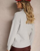 wool fashion Pulover cu guler rulat Gri deschis cu Imprimeu în relief și Nervuri Melovira