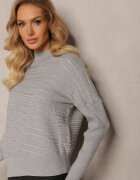 wool fashion Pulover Gri Asimetric cu Lână Decorat cu Ștanțare Aurorrsa