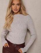 wool fashion Pulover Gri cu Viscoză și Împletitură Decorativă Saviana