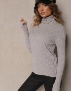 wool fashion Pulover Gri din Viscoză cu Model în Relief Cusut cu Fir Metalic Neldora