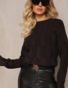 wool fashion Pulover Împletit Negru cu Mânecă Lungă și Borduri Elastice Kaviss