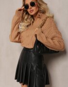 wool fashion Pulover Maro cu Decolteu în V și Împletitură Decorativă Travissa