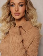 wool fashion Pulover Maro cu Decolteu în V și Împletitură Decorativă Travissa