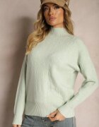 wool fashion Pulover pe gât Mentă cu Relief și Borduri elastice Melovira