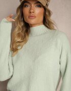 wool fashion Pulover pe gât Mentă cu Relief și Borduri elastice Melovira