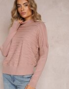 wool fashion Pulover Roz Asimetric cu Lână Decorat cu relief Aurorrsa