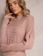 wool fashion Pulover Roz Asimetric cu Lână Decorat cu relief Aurorrsa