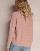 wool fashion Pulover Roz Asimetric cu Lână Decorat cu relief Aurorrsa