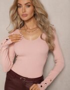 wool fashion Pulover Roz deschis din Viscoză Ornat cu nasturi cu decolteu în V Attecca