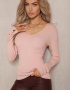 wool fashion Pulover Roz deschis din Viscoză Ornat cu nasturi cu decolteu în V Attecca