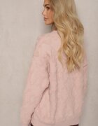wool fashion Pulover Roz deschis Lejer cu croială boxy și tricotaj în relief cu borduri elastice Elomara