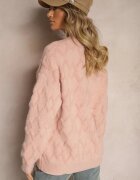wool fashion Pulover Roz Larg cu croială boxy textură în relief și manșete elastice Elomara